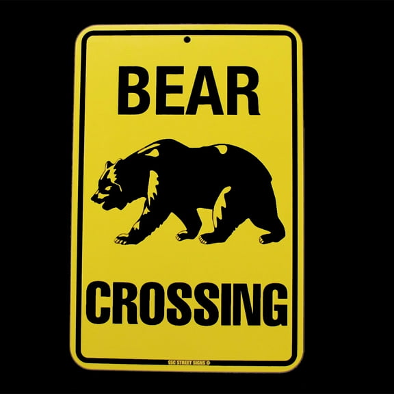 Metal Warning BEAR CROSSING Xing Street/Road Sign Rustic Bar/Pub/Home Wall Decor