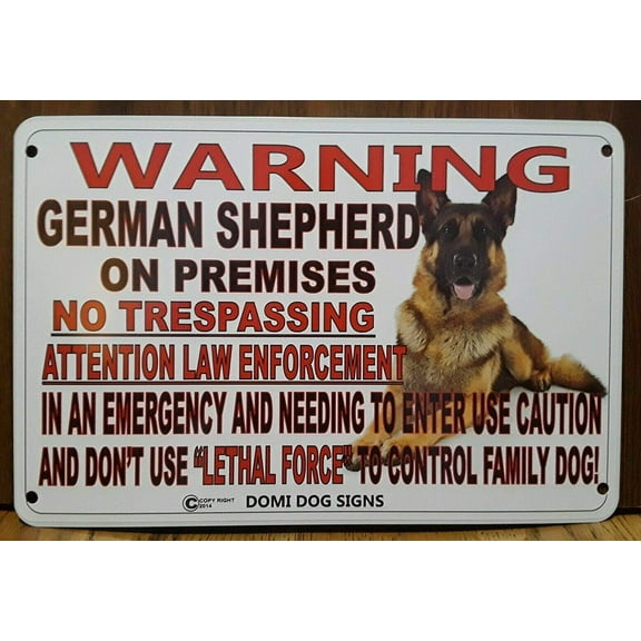 Metal Warning German Shepherd Dog Sign Beware of Dog 8"x12" Guard Dog