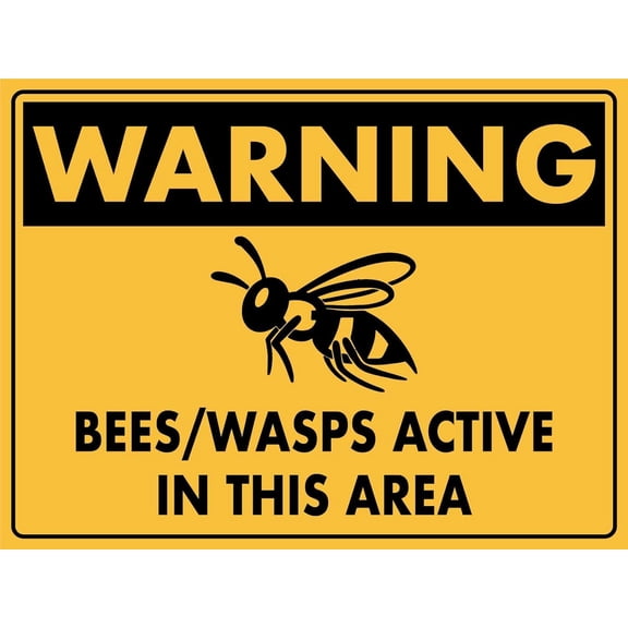 Metal Warning Sign Bees Wasps Active Area Caution Notice Aluminum 8 x 12 Inch