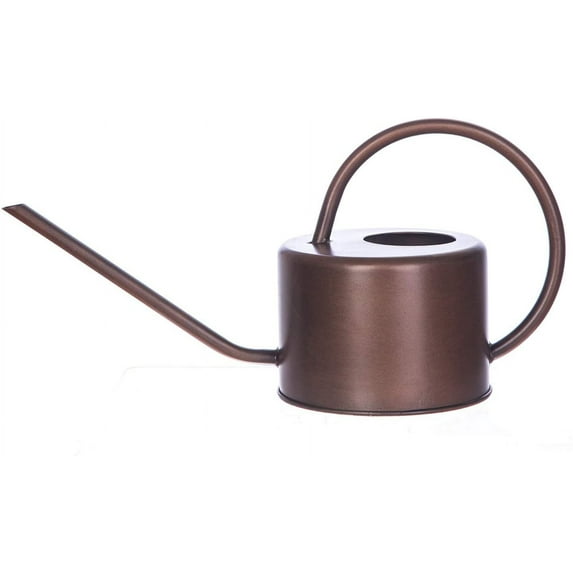 Metal Watering Can 1.3L. Modern Style Watering Pot with Handle and Long Spout,Brown