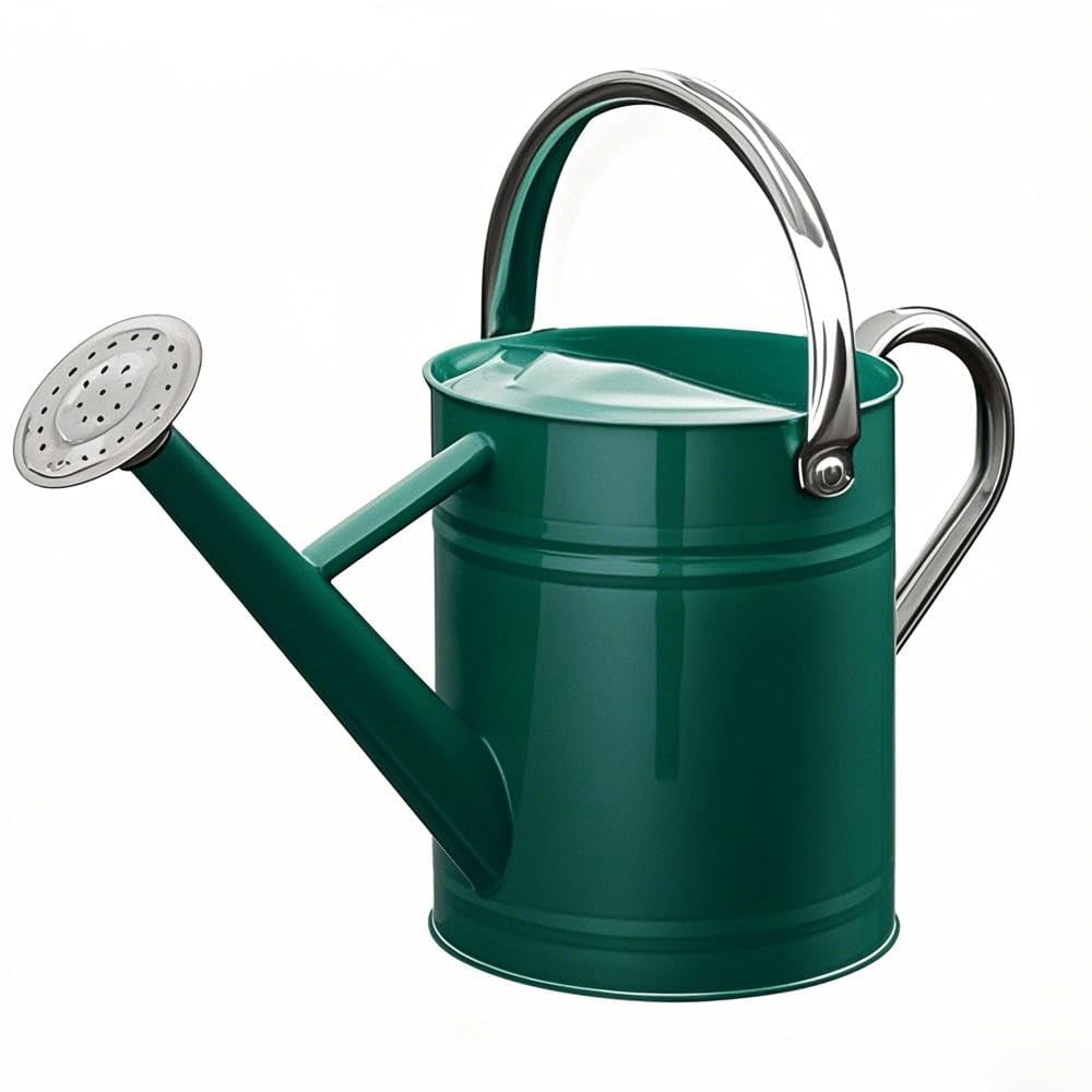 Metal Watering Can for Outdoor and Indoor Plants, Watering Can Decor, 1 Gallon - 005 GREEN STAINLESS STEEL HANDLE