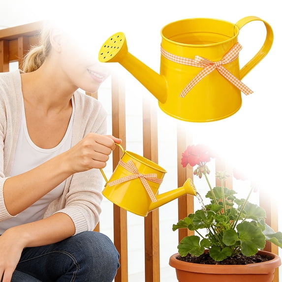 Metal Watering Can with Bow - 1L Tinplate Sprinkling Can for Plants, Vintage Style Gardening Tool & Outdoor Indoor Garden Decor Accessory