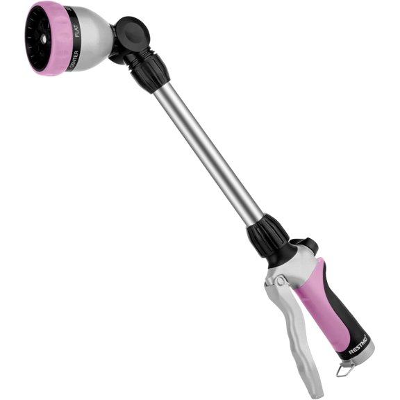 Metal Watering Wand, Heavy Duty Garden Hose Wand with 180? Swivel Ratcheting , 16'' Hose Nozzle Sprayer with 7  Patterns and Flow Control, for Water  Baskets and Shrubs,