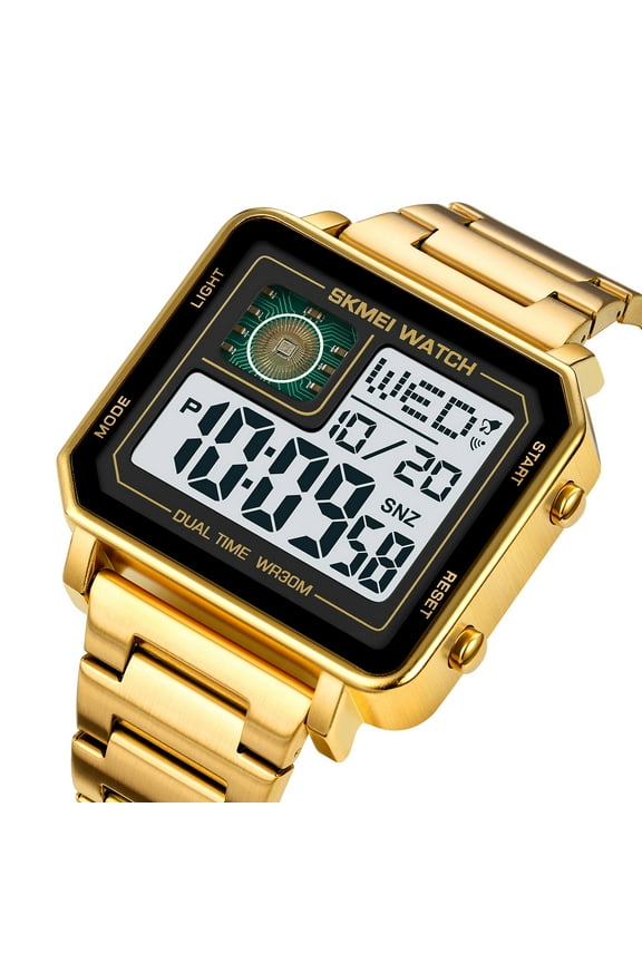 Metal Waterproof LED Luminous Casual Square Clock Style Digital Watch reloj hombre Rectangle Men's Electronic watches