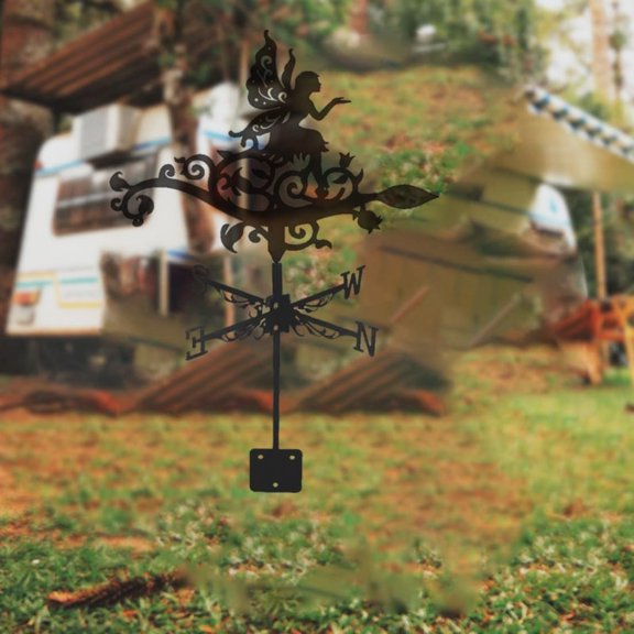 Metal Weather Vane Anger Elf Rooftop Weathervane Black Rust-Proof Wind Direction Indicator for Garden Decor Fence Cottage Farmhouse Roof