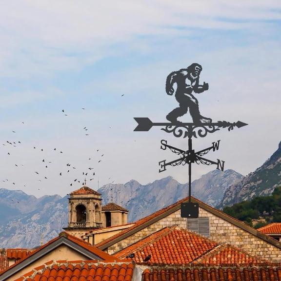 Metal Weather Vane Outdoor Rooftop Weathervane Black Rust-Proof Wind Direction Indicator for Garden Decor Fence Cottage Farmhouse Roof (Timber Wolf)