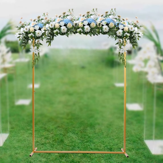 Metal Wedding Arch Frame Backdrop Party Square Flower Rack Balloon Stand Gold