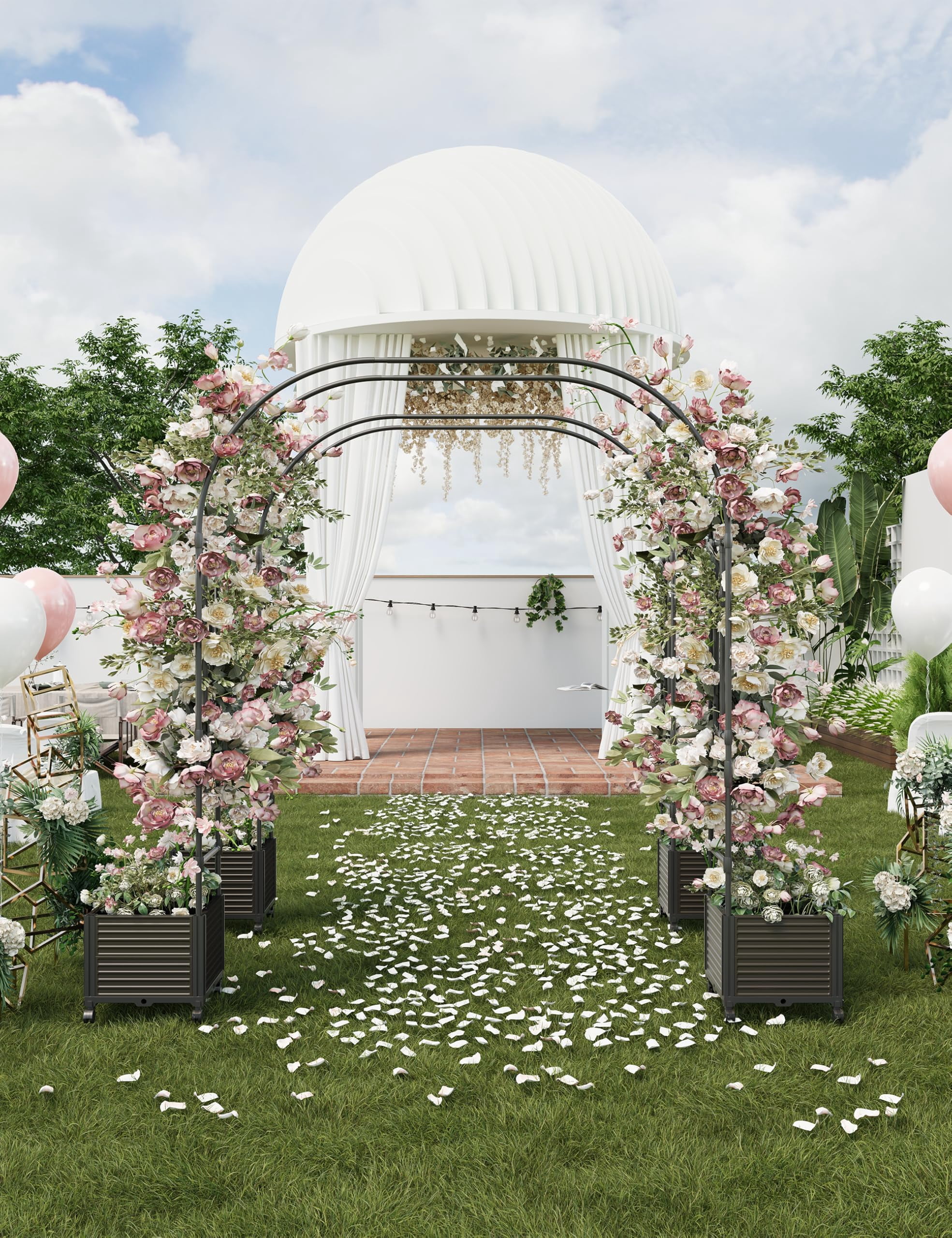 Metal Wedding Arch Home Garden Trellis for Climbing Plants Outdoor ...
