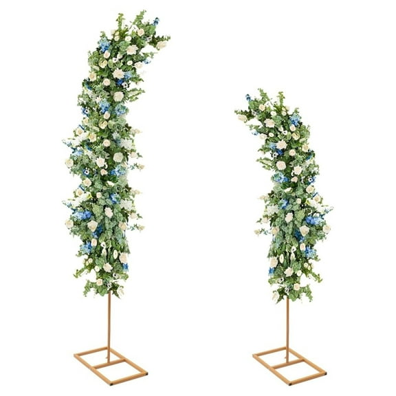 Metal Wedding Arch Set of 2, 6ft & 8ft Curved Backdrop Stands for Wedding, Party Decorations - Balloon Flower Arch Frame
