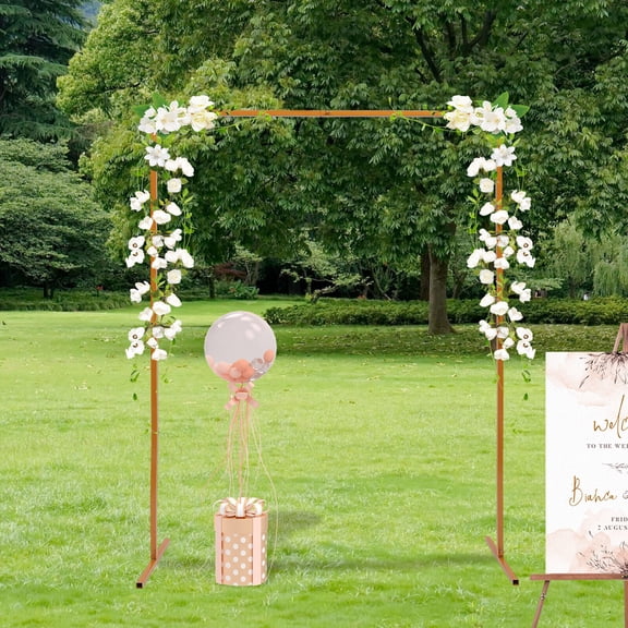 Metal Wedding Arch Stand Gold Metal Framework, 2 x 1.5m, Heavy Duty Backdrop Stand, Square