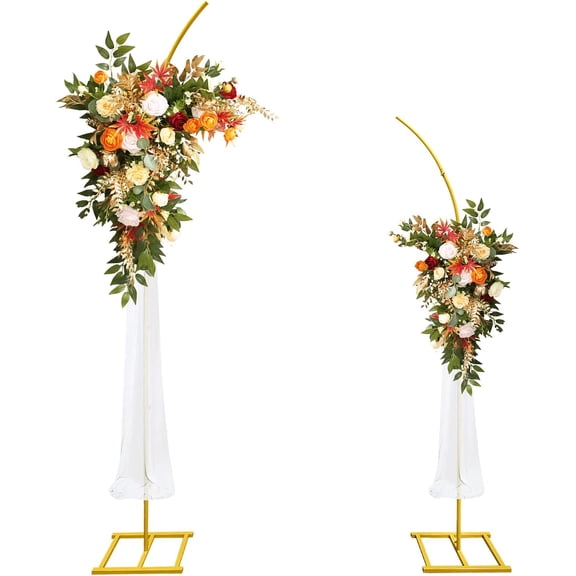 Metal Wedding Arch Stand,Set of 2 Curved Top Arch Backdrop Stand Wedding for Ceremony Birthday Anniversary Shower Floral Stand Background Decoration (,7.8FT & 6.7FT)
