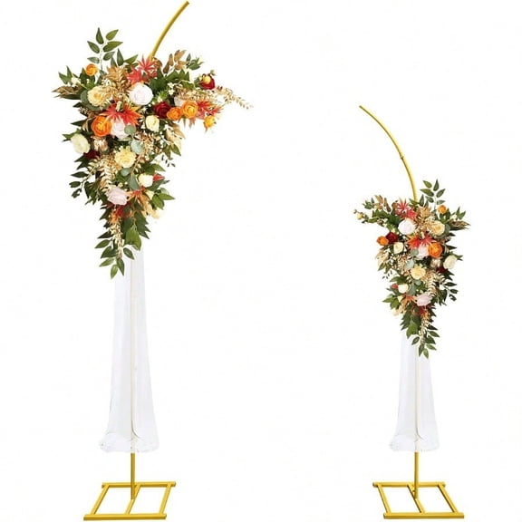 Metal Wedding Arch StandSet Of 2 Gold Curved Top Arch Backdrop Stand Wedding Arches For Ceremony Birthday Anniversary Baby Shower Floral Stand Background Decoration Gold 7.8FT 6.7FT