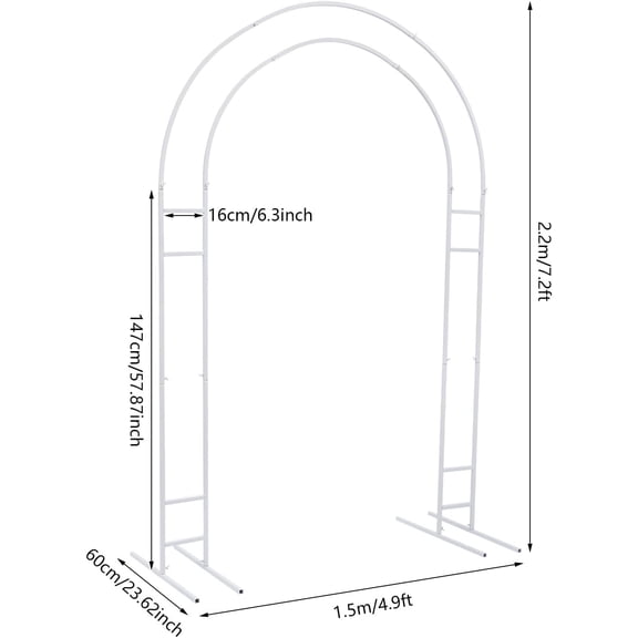 Metal Wedding Backdrop Stand Double Tube Arch Balloon Frame Garden  for Party Event Background Decoration White