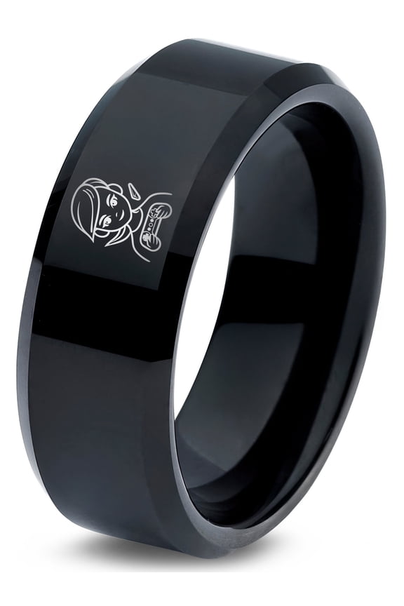 Gamer Boyfriend Gift Black Tungsten Ring Unique Jewelry 21st Birthday Gifts Mr Mrs Luxury