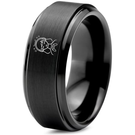 Gamer Tungsten Handmade Jewelry Black Rings Patterns Grey Modern Mom Men Gay Set Dad 70S