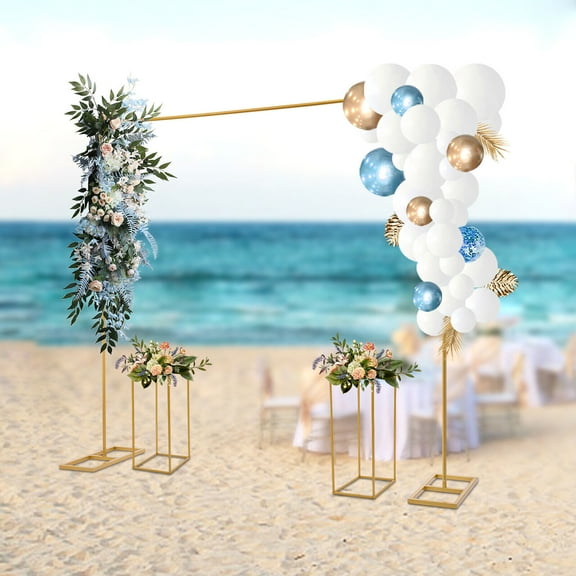 Metal Wedding Stand, Wedding Backdrop Stand For Weddings, Birthday Parties, Christmas Parties Gold Steel Balloon Stand with Flower Stands