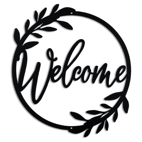 Metal Welcome Sign For Front Door - Large 13.5 Inch Black Wall Decor ...