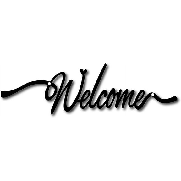 Metal Welcome Sign Wall Art Decor Rustic Letter Signs Black Hanging Word Cutout Decoration for Christmas Home Decoration Indoor Outdoorart Living Room Aesthetic Bedroom Decor 4x12.4Inch