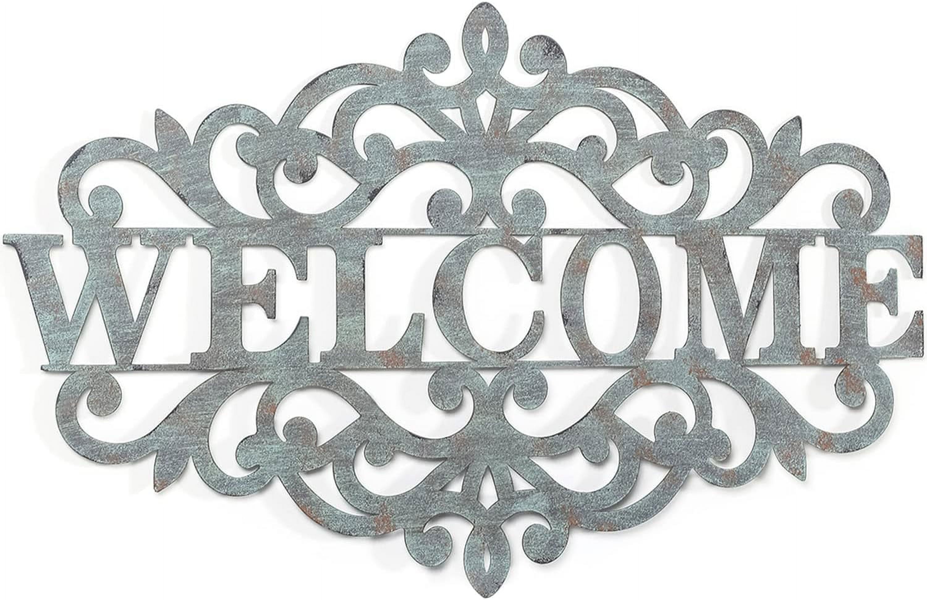 Metal Welcome Sign Wall Hanging Flower Shape Welcome Plaque for Front ...