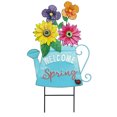 thumbnail image 1 of Metal Welcome Spring Flowerpot Shape Garden Stake Decorative Yard Sign Spring Decor Ornaments Outdoor Decoration, 1 of 5