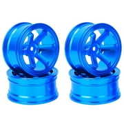 Metal Wheel Hub,Rc Alloy Rims Car Wheel Hub Hex ,4pcs Aluminium Alloy Wheel Hub Compatible With Universal 1/10 Flat Running Drift Rc Car Car Model Accessory3 Colour [blue]