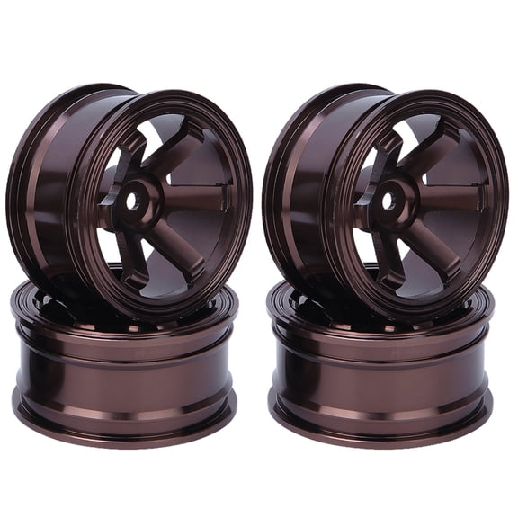 Metal Wheel Hub,Rc Alloy Rims Car Wheel Hub Hex ,4pcs Aluminium Alloy Wheel Hub Compatible With Universal 1/10 Flat Running Drift Rc Car Car Model Accessory(3 Colour) [brown]