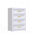 thumbnail image 1 of Metal White 4 Drawer Dresser for Bedroom, Tall Bedroom Dresser with Large Drawer & Golden Handles,Metal Storage Organizer Cabinet Chest of Drawer for Closet, 1 of 7