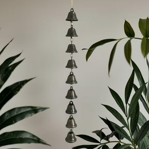 Metal Wind Chime Feng Shui | 19" Bronze Outdoor Indoor Garden Decor • Durable Melodic Chimes • Soothing Sound • Retro Elegant Hanging Ornament • Patio Porch Courtyard Accent
