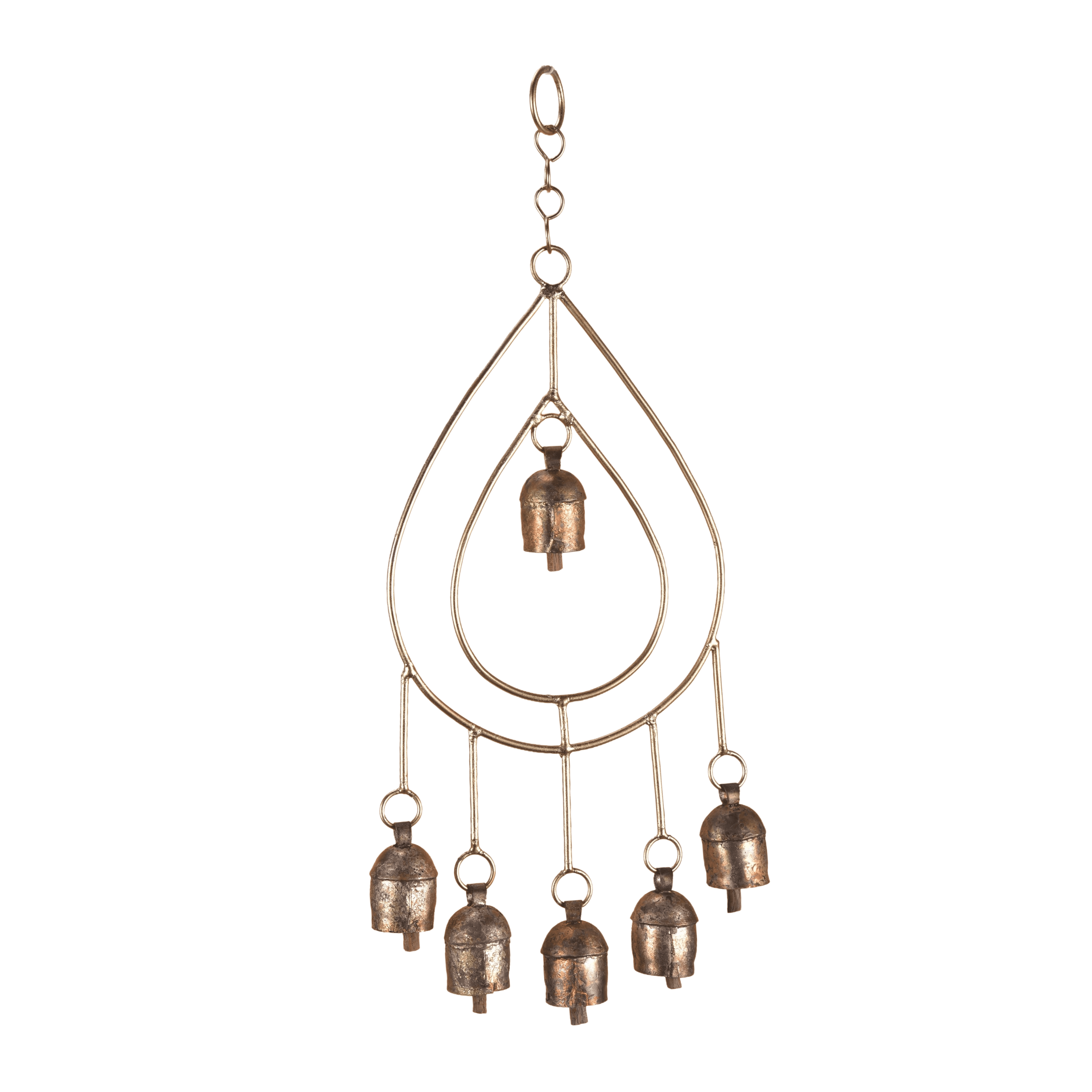 Vivanta Metal Wind Chimes, Bronze Gold Rustic Finish, 14 inch, 6 Bells Deep Tone Hanging Windchime, Outdoor Garden Decor Gift for Porch Patio Balcony and Outside