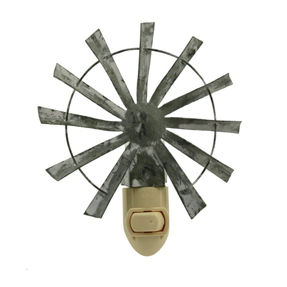 Metal Windmill Nightlight Plug-In Wall Lamp Safety Night Light Rustic Farmhouse Decor