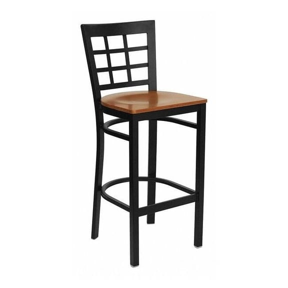 Metal Window Back Bar Stool 31", Cherry