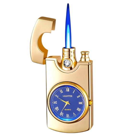 Metal Windproof Lighter Clock - Creative Dual-Use Inflatable Fire Lighter, Retro Gift for Smokers/Campers