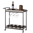 thumbnail image 1 of Metal Wine Bar Serving Cart with Rolling Wheels, Wine Rack, and Glass Holder, 1 of 7