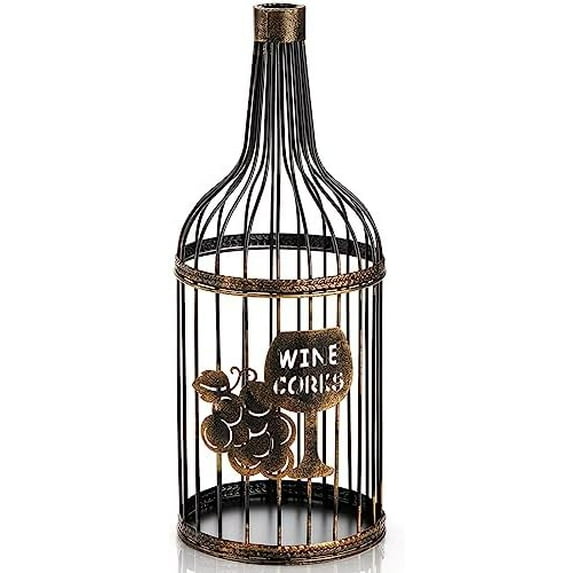 Metal Wine Cork Holder, Big Metal Vino Cork Container, Decorative Tabletop Cork Storage Gift for Wine Lovers