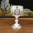 thumbnail image 1 of Metal Wine Glass,Vintage Medieval Goblet Drinking Glass,Party Supplies Handmade Novelty Engraving Metal Wine Cup Desktop Decoration(1PCS,Silver), 1 of 9