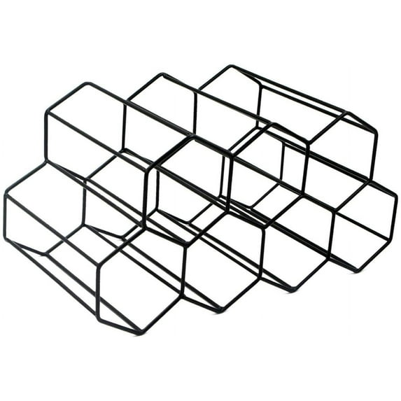 Metal Wine Rack - Countertop Free-Stand Wine Storage Holder - Space Saver Protector for Red White Wines - Black