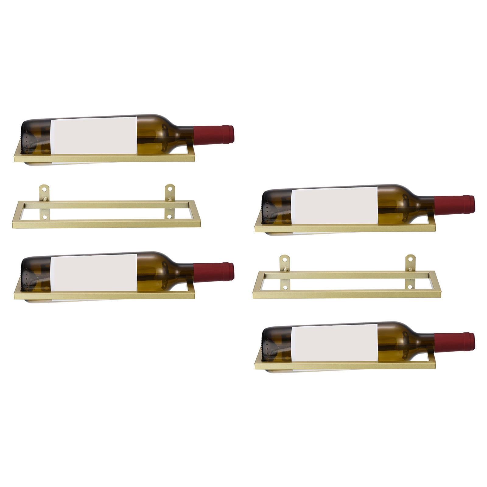 Gold Metal Wall-Mounted Wine Rack Set of 6