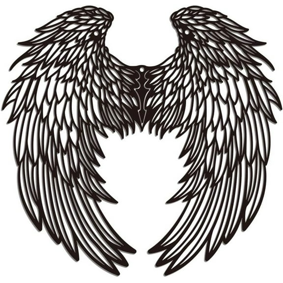 Metal Wing Wall Art Decor Iron Wing Wall Hanging Decor for Home Decoration Modern Wing Pattern Arts Wall Decor Signs for Front Porch Living Room Kitchen Office 28.8x30cm Wing Metal Black