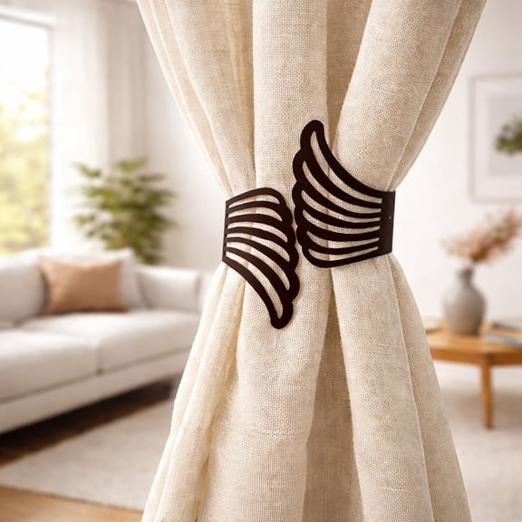 Evideco French Home Goods Curtain Holdbacks Metal Wings Curtain Tieback – Elegant and Durable Design – Black