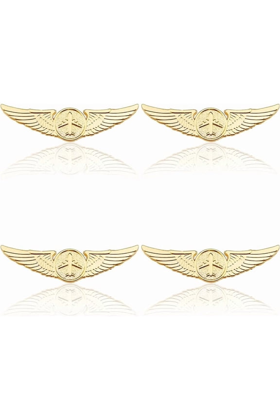 Metal Wings Pin Pilot Wing Pin Golden Aviator Pins Air Force Senior Pilot Wing Wings Pilots Badge Alloy Brooch Costume Lapel Pins for Hat Shirt Uniform Metal Golden
