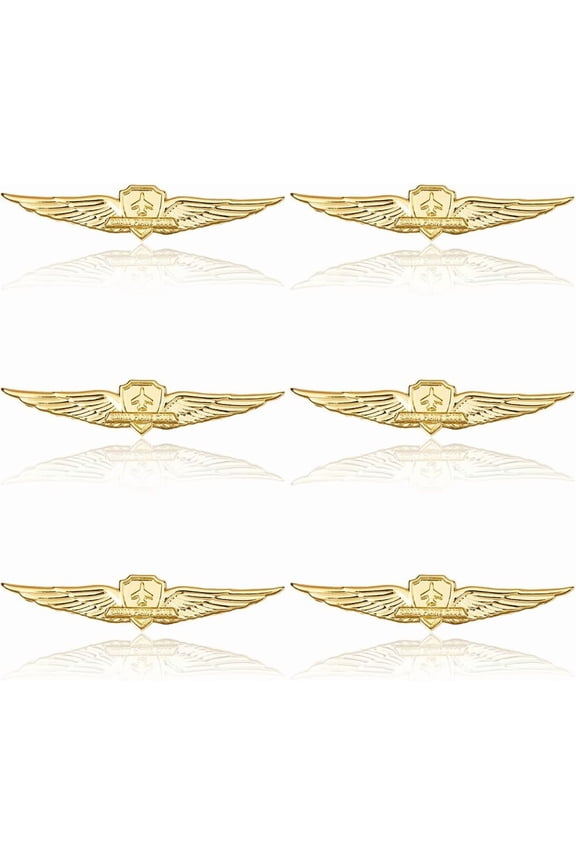Metal Wings Pin Pilot Wing Pin Golden Aviator Pins Air Force Senior Pilot Wing Wings Pilots Badge Alloy Brooch Costume Lapel Pins for Hat Shirt Uniform