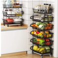 thumbnail image 1 of Metal Wire Baskets With Wheels 6 Tier Stackable Fruit Vegetable Basket Rack Storage Bins Shelf for Kitchen Pantry,Market, Garage, 1 of 14