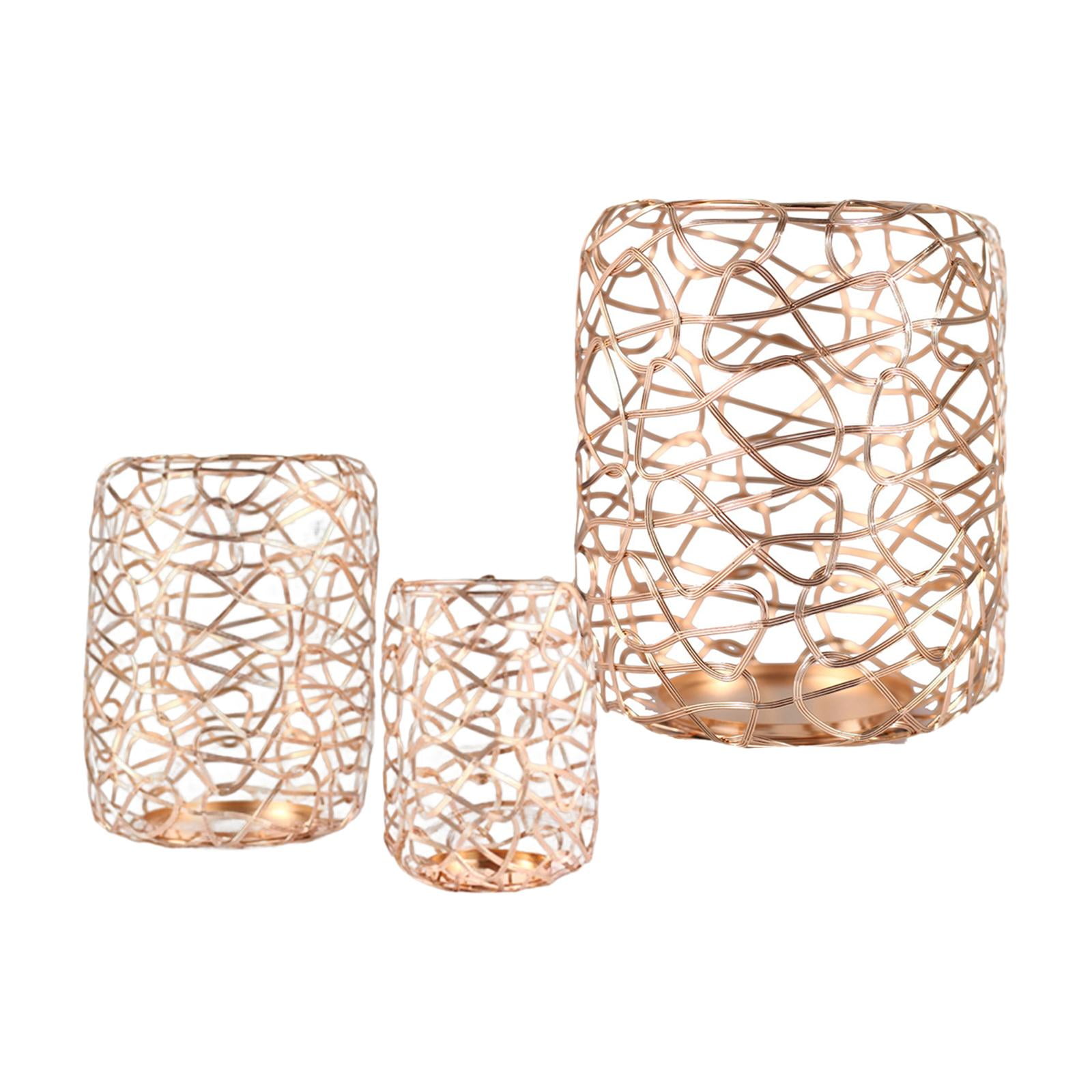 Metal Wire Candle Holders Set of 3 Vintage Decorative Candle Stand for Indoor Outdoor Events