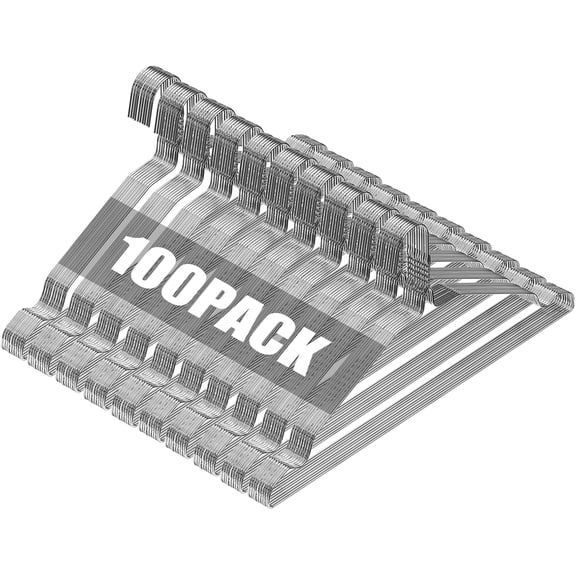 Metal Wire Clothes Hangers 100 Pack, Space Saving Hangers for Closet Organization, Dorm & Home, 17 Inch Ultra Thin Non-Slip Coat Hanger for Standard Size Shirts, Pants, Dresses (Silver)