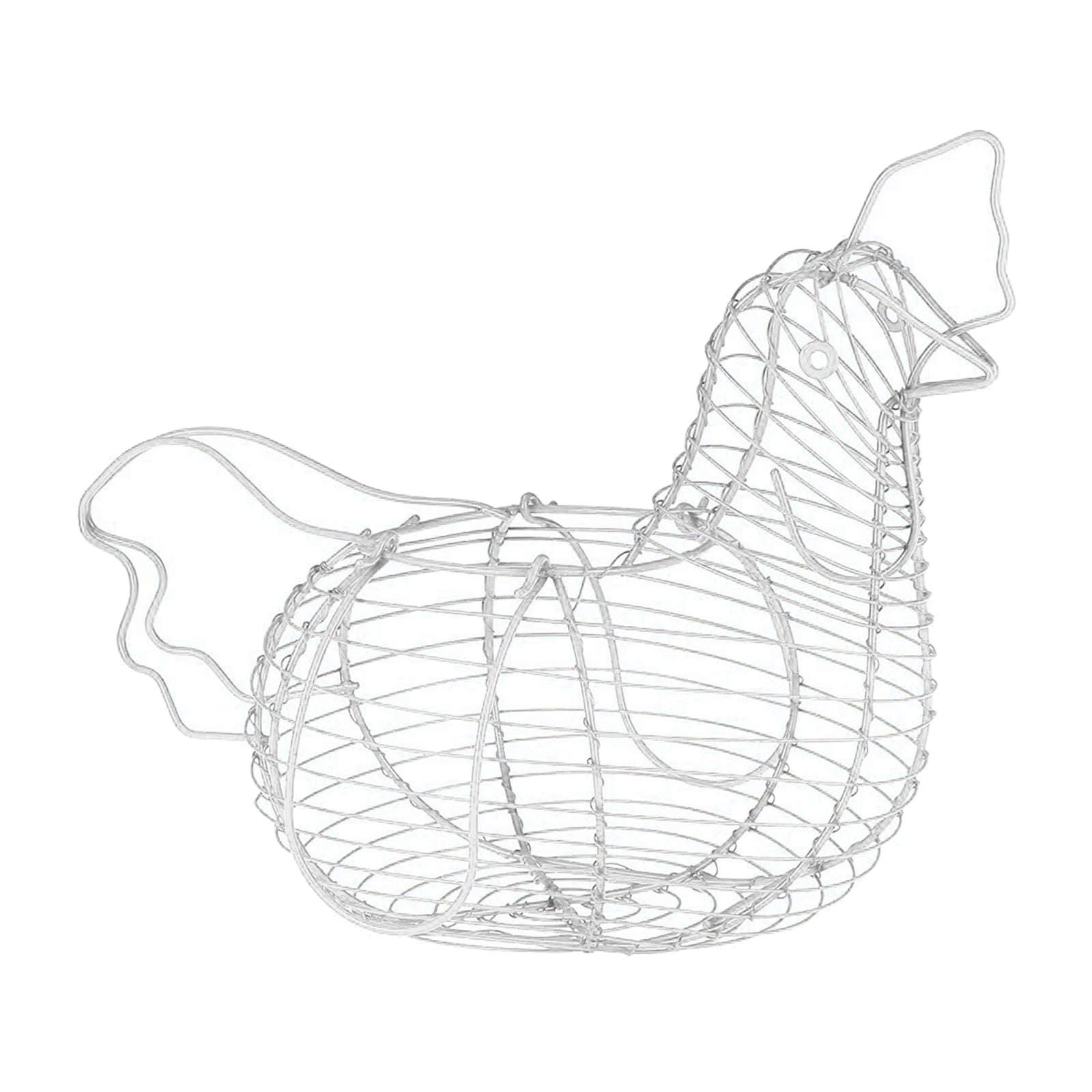 Wire Egg Rack Metal Wire Egg Storage Basket, White Egg Wire Holder with Carrying ...