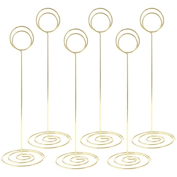Metal Wire Floral Holder Loop Swirl Clip Photo Note Memo Clamp DIY Craft Gift Wedding Party Birthday Garden (Pack of 6) Gold
