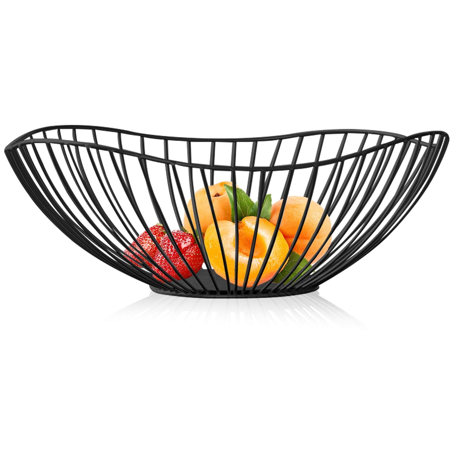 Metal Wire Fruit Basket  Black Bowl For Kitchen Counter Holder Stand Storage Baskets Countertop Home Decor Table Centerpieces Vegetable Fruits Veggies Snacks (black)