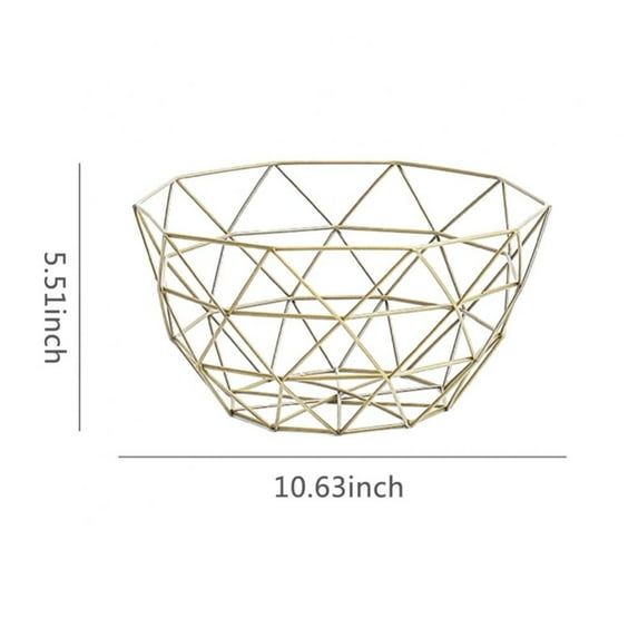 Metal Wire Fruit Basket, Fruit Bowl Creative Geometric Storage Baskets for Kitchen Counter, Modern Table Centerpiece hold Vegetables, Bread, Snacks, Potpourris