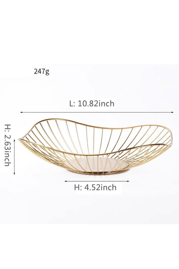 Metal Wire Fruit Basket, Decorative Fruit Serving Bowl Vegetables Fruit Dish Stand Centerpiece Storage Baskets for Living Room, Kitchen, Countertop Pantry, Gold Stackable
