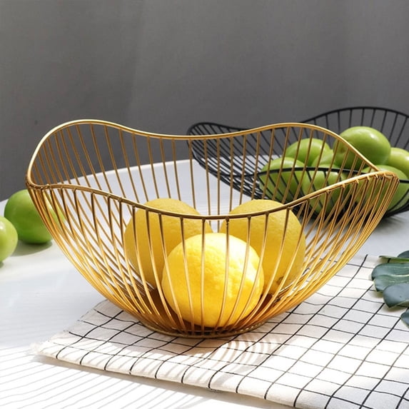 Metal Wire Fruit Bowl, Iron Arts Fruit Storage Baskets for Kitchen Counter, Countertop, Home Decor, Table Centerpiece Decorative hold Vegetables, Bread, Snacks, Potpourris